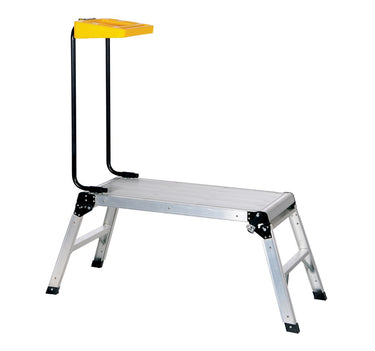Aluminum Folding Step Platform with Tray 15 In. x 35 In. 250 Lb. Capacity Silver